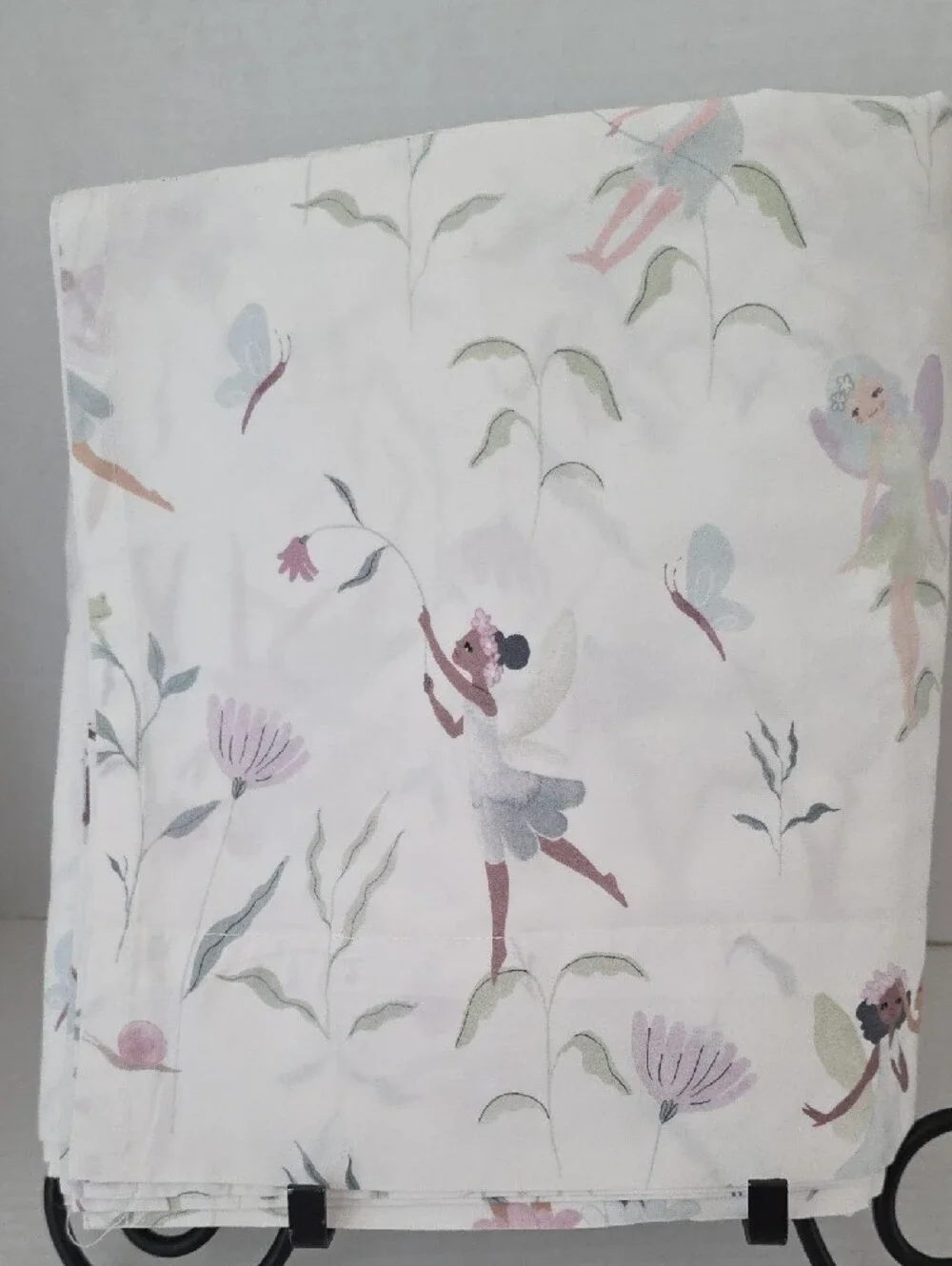 Pottery Barn Kids Talia Fairy Garden Pink, Lavender Organic Cotton Twin Flat